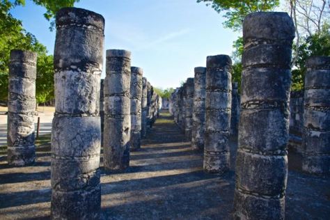 Mexico Chichen Itza Columns in the Temple of a Thousand Warriors