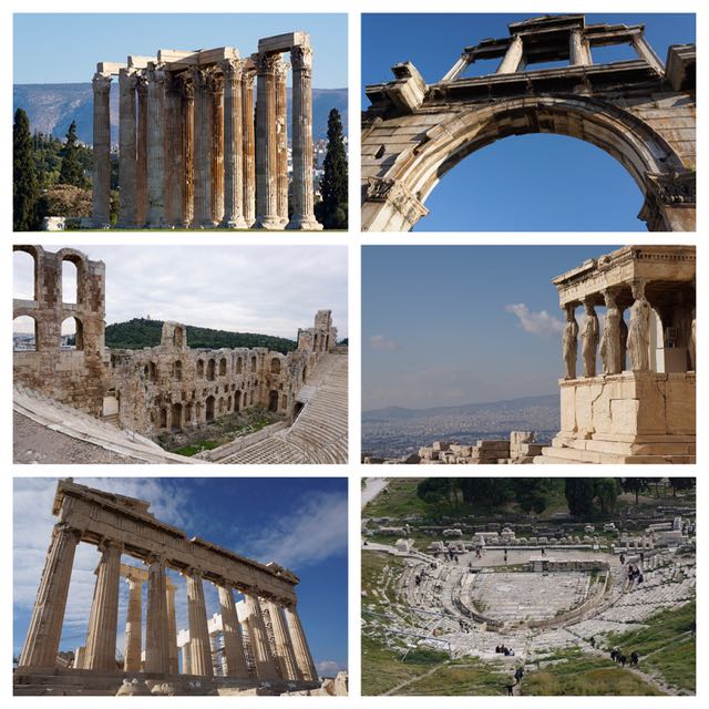 archeological sites in athens acropolis parthenon erechtheion theatre of dionysus odeon of heredos atticus tmeple of olympian zeus arch of hadrian