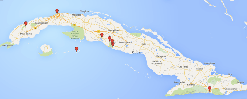 2 weeks in Cuba - Travel Itinerary Map