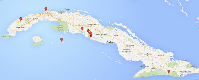 2 weeks in Cuba - Travel Itinerary Map