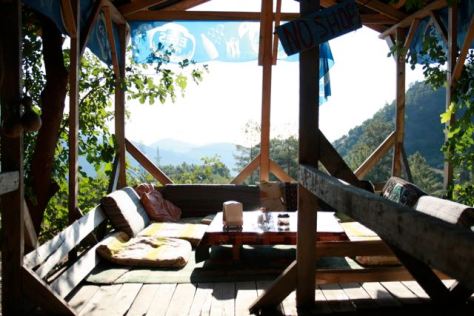 Summer vacation in Olympos - Sitting under Pergola - Mediterranean Sea - Antalya - Turkey